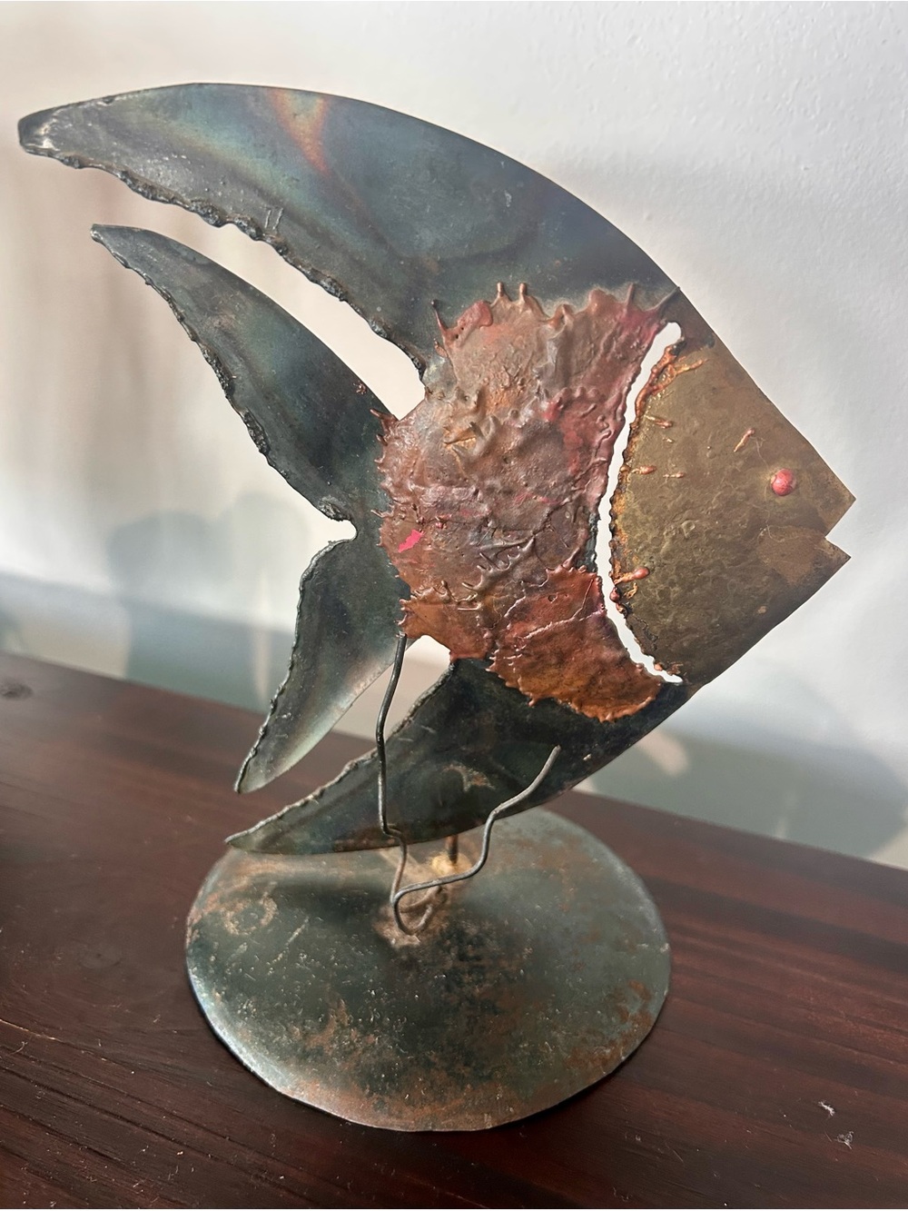 Vtg MCM Brutalist Torch Cut Metal Fish Sculpture